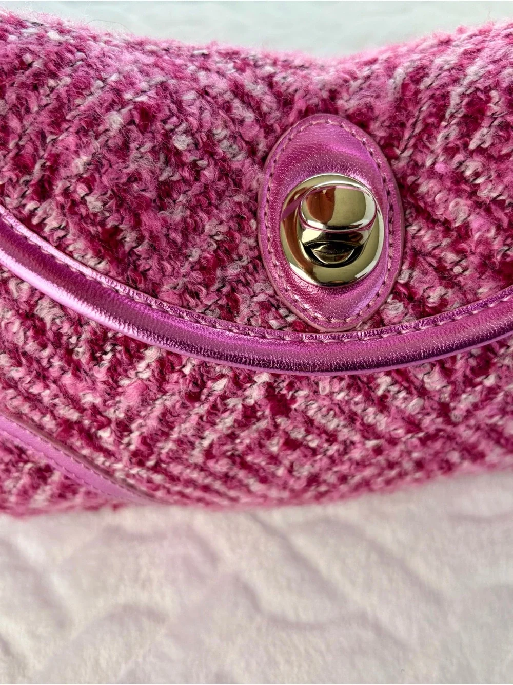 American Girl x Bath and Body Works Pink Tweed Cosmetic Bag with Metallic Trim